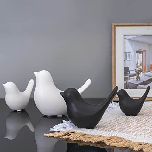 Notakia Small Bird Figurines Black Bird Statues Home Decor for Table Shelf - color: White 2pcs Black 2pcs