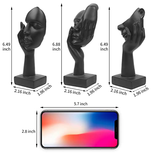 3 Pcs Thinker Statue,Modern Home Sculptures,Collectible Figurines - color: 3 Pcs Black-2