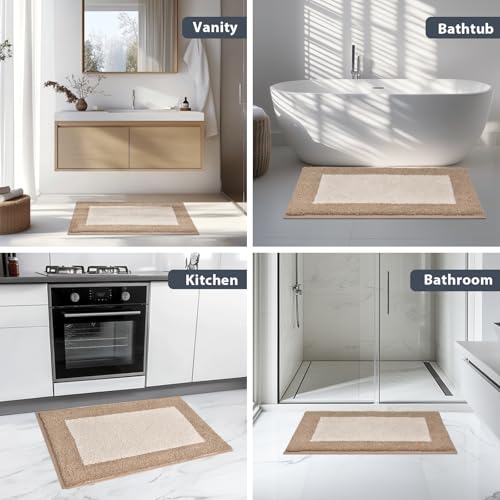 anllugs Bathroom Rugs, 30" x 46" Soft Bath Rugs, Beige & Grayish Brown - color: Beige & Grayish Brown, size: 30" X 46"