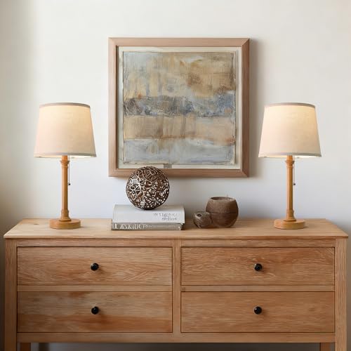 Oneach 19.5" Wood Grain Rustic Table Lamps Set of 2 for Living Room Bedroom - color: Wood Grain