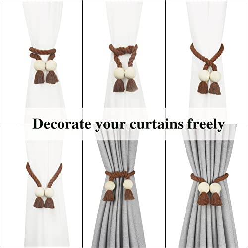 Magnetic Curtain Tiebacks Decorative Tie Back Drapes Holdbacks Nieffeiy - color: Khaki