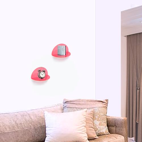 ROYALITA 2-Pack Small Acrylic Shelves Room Decor Floating Shelves, Pink - color: Pink