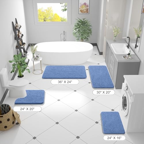 OLANLY Toilet Rugs U-Shaped 20x20, Soft Absorbent Chenille Contour Rugs - color: Cornflower Blue, size: 20" X 20" Contour Rug