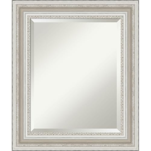 Amanti Art 오버 싱크대용 실버 욕실 거울, 66 x 55.9cm(26 x 22인치) 팔러 실버 직사각형 화장대 거울, 작은 전통 프레임, 수평 및 수직으로 걸 수 있음, 욕실 벽 장식, 경사진 가장자리 - color: 팔러 실버 V1, size: 26"L x 22"W