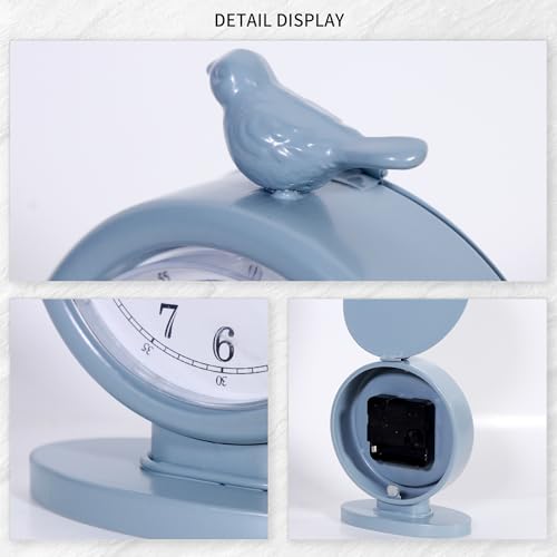 Classic Vintage Analog Mantel Desk Clock, Bright Blue
