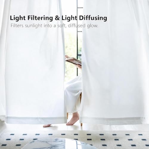 Non-See-Through Pure White Privacy Sheer Curtains 63 Inch Long - color: Pure White, size: 52"W x 63"L (Pack of 2)