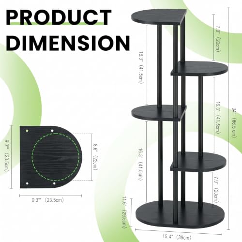Tiered Plant Stand Indoor, Tall 5 Tier 6 Potted Wooden Plant Shelf for Multiple Flower Plants, Multi Corner Metal Plant Holder Indoor for Patio Garden Patent Design Living Room Balcony Bedroom, Black - color: Black, size: 5 Tier 6 Potted