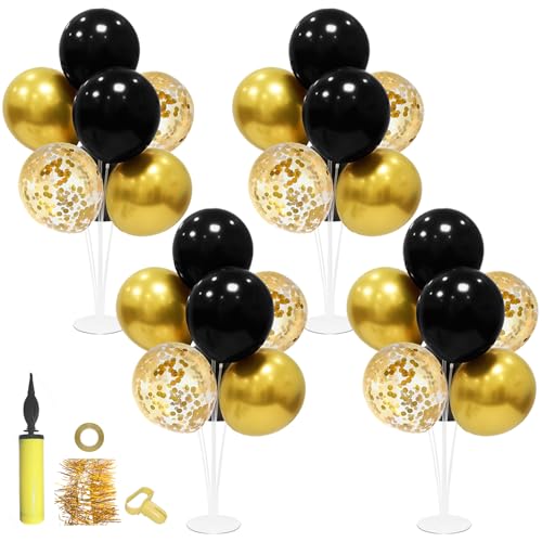ZJDHPTY 4 Set Black and Gold Balloon Stand Table Centerpieces Party Decor - color: Black Gold 4