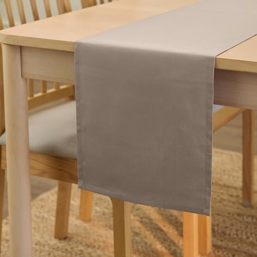 Encasa XO Table Runner, Cotton Canvas Dining Runner 13"x72" - color: Beige, size: 13x72 in