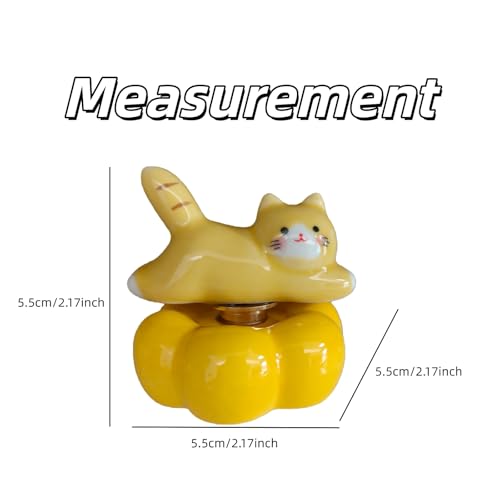 Miniature Figurines Cute Ceramic Rotating Ornament Funny Spinner Sculpture for Shelf, Desk, Home Decoration, Perfect Adorable Rotary Exquisite Interesting Gift (Yellow Cat)