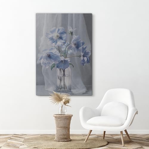 SIGNFORD Canvas Print Wall Art Blue Floral Bouquets Nature Wilderness Illustrations Floral Botanical Print Modern Art Decorative Multicolor Rustic Cozy for Bedroom - 12"x18" - color: Ab04-2312-na23, size: 12" x 18"