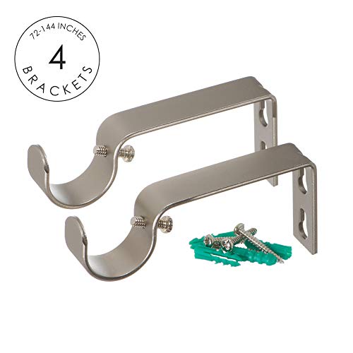 Ivilon Drapery Treatment Window Curtain Rod - Square Design 1 1/8 Rod. 72 to 144 Inch. Satin Nickel - size: 72 to 144 in.