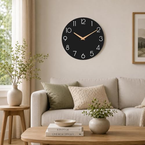 cicininc 16 Inch Battery Operated Wall Clock, Silent Analog, Black - color: C_black, size: 16"