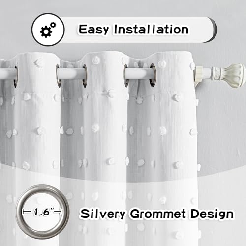 MYSKY HOME Blackout Curtains for Kids Bedroom 100% Light Block Out Thermal Insulated Curtain 72 Inches Grommet Room Darkening Curtains Privacy Window Drapes with White Pom Pom Sheers?2 PCS, 50" x 72" - color: White Pom Pom, size: 50"W x 72"L (Pack of 2)
