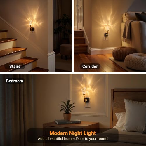 JandCase Night Light, Night Lights Plug into Wall, Glass Flower Nightlight - color: Calla lily