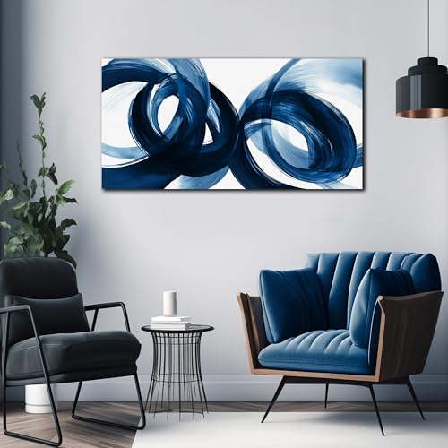 MXUNYZ Blue Abstract Canvas Wall Art Bedroom Modern Minimalist Wall Decor - color: Blue, size: 40"L x 20"W