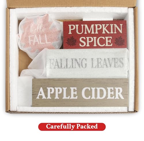 4 Pcs Fall Decor Wooden Maple Leaf Decoration Rustic Autumn Tabletop Block