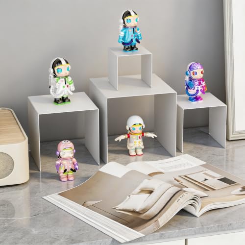 Display Stand & Risers, 8 Pcs Set Metal Rectangular Cupcake Stands - color: White, size: 3", 4", 5", 6"