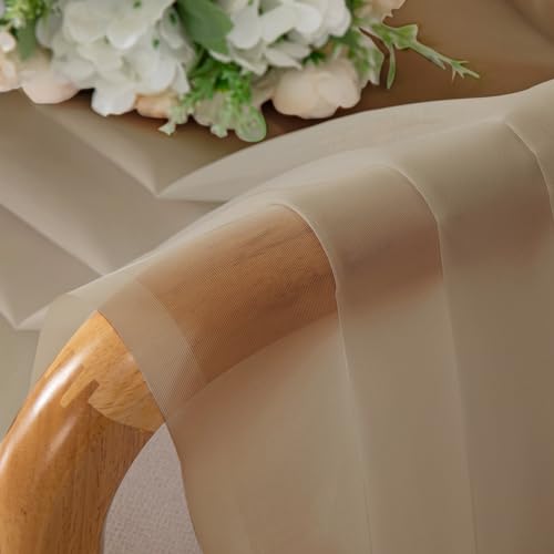 Chyhomenyc Sheer Taupe Valances for Windows 2 Pack, Small Window Curtains for Living Room Bathroom Laundry Basement, Modern Rod Pocket Voile Curtains, 42Wx14L inches - color: Taupe, size: 42"W x 14"L (Pack of 2)