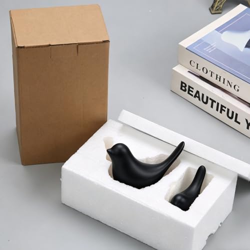 2 Pcs Small Birds Statues Home Decor Ceramic Black Bird Figurines - color: 2 Pcs Blackbirds