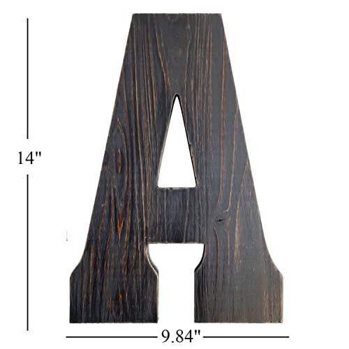 14 Inch wood Letters for Wall Decor - Letter A for Hanging - Unique Blend of Rustic Vintage Western and Industrial Styles for Kitchen Bedroom Living Room(Big A) - color: Big A