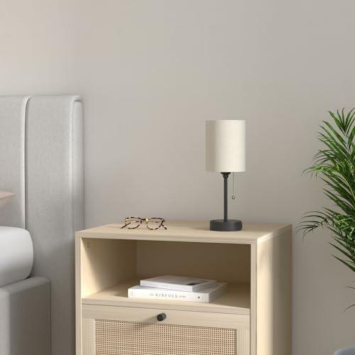 Small Bedside Table Lamp for Bedroom - Desk Lamp with USB Ports for Dorm - color: Beige, size: 14.6 in