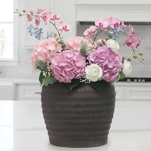 Lvases Rough Textured Brown Wabi Sabi Rustic Handmade Ceramic Decor Vase - color: Brown