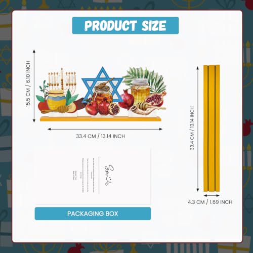 Smile Rosh Hashanah Wooden Tabletop Signs for Jewish New Year Home Decor - style: Hashanah