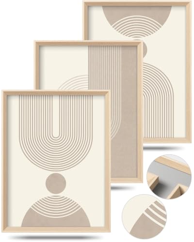 HesenDot Neutral Abstract Framed Wall Art, Modern Geometric Canvas Prints - color: Framed Neutral Geometric, size: 16"L x 12"W