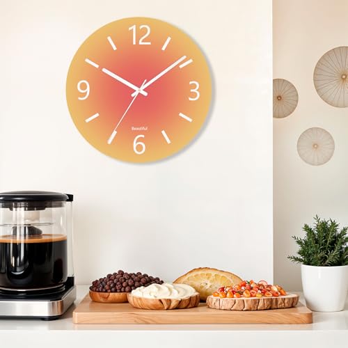 Tempered Glass Wall Clock, 14 Inch Sunset Decorative Clock - color: Sunset