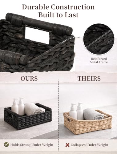Wicker Basket, Large Basket for Gift Baskets Empty, 10.2x7.9x4in - color: Black, size: Small