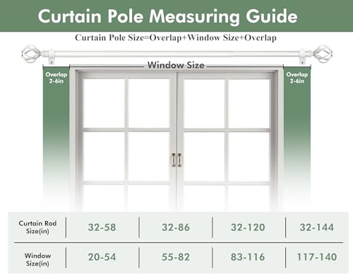 USFOOK White Curtain Rod 32 to 58, Window Treatment Rods with Bracket - color: White, size: 32-58"