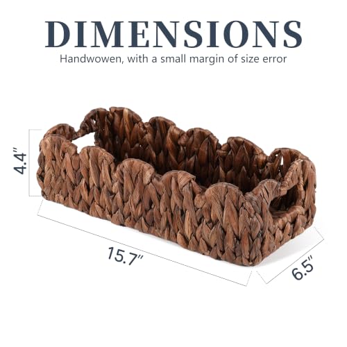 Coeusy Scalloped Toilet Paper Basket, Wicker Basket for Bathroom Organizer - color: Brown Rectangular