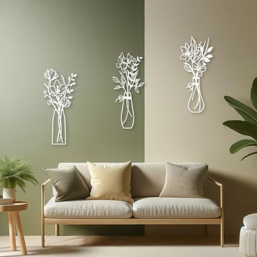Zzbakress 3 Pieces Metal Flowers Wall Art for Bathroom White - color: White