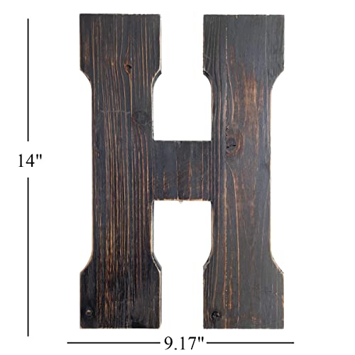 ABELOTS Big Letter Wall Art for Living Room, Bathroom, Bedroom, and Home Decor, Rustic Farmhouse Lettering for Family Last Names, Large Decorative Wood, 14” x 10” (Big H) - color: Big H