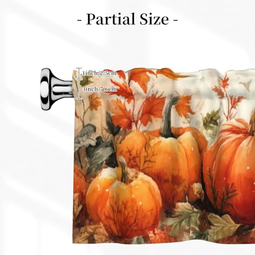 Worltoldb Thanksgiving Pumpkin Curtain Valance Short Rod Pocket Window Treatment for Living Room Bedroom Kitchen Bathroom 1 Panel 54" W x 18" L - color: Thanksgiving Pumpkin