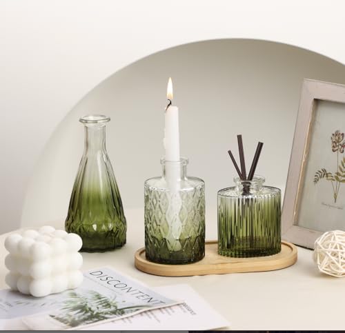 18pcs Green Glass Bud Vase Set, Small Flower Vases for Centerpieces in Bulk - color: Green, size: 18pcs