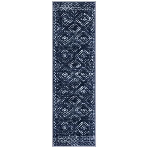 KILOCOCO Washable Runner Rug 3x10 Non Slip Runners for Hallway, Dark Blue - color: Dark Blue, size: 3' x 10' (Runner)