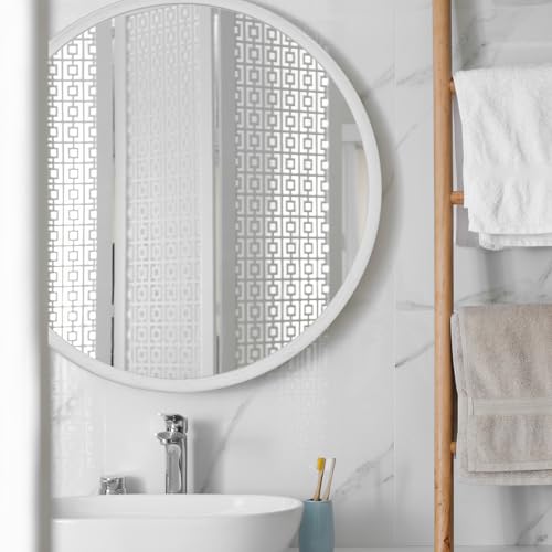 Round Solid Oak Wood Mirror, 24x24 Inch Medium Size, White Frame, Modern Decorative Wall Makeup Mirror for Bathroom, Bedroom, Living Room(White, 24" x 24") - color: White
