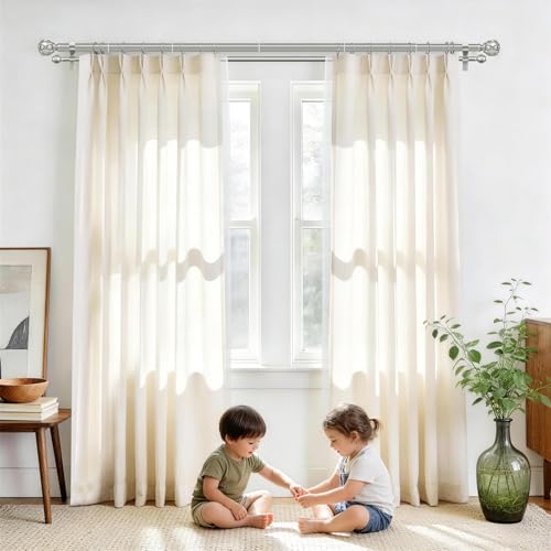 KAMANINA Double Curtain Rod 32 to 58 Inch, Adjustable Drapery Rods, Silver - color: Antique Silver, size: 32-58"