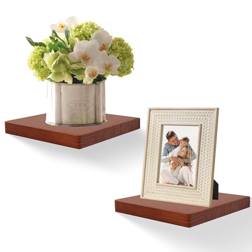 Small Floating Shelves for Wall Set of 2, 8 Inch Square Shelves,Dark Walnut - color: Dark Walnut, size: 8 Inch-2 Pcs