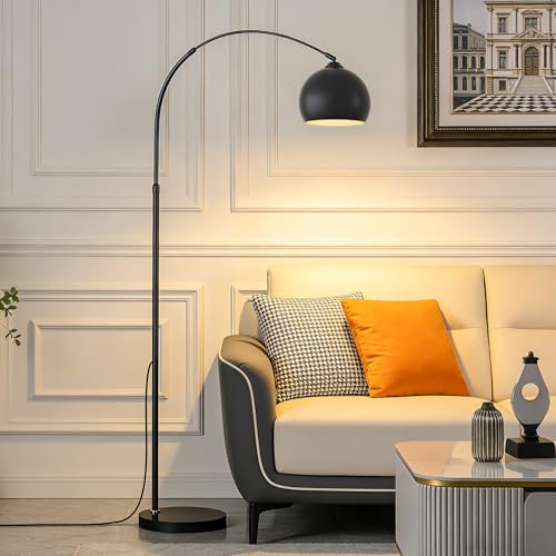Black Minimalism Arc Floor Lamps with 12W LED Remote Dimming - color: Black Remote Dimming
