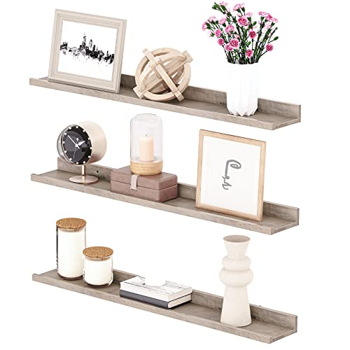 HOOBRO Floating Shelves, Wall Shelf Set of 3, 35.4 Inches Hanging Shelf - color: Greige, size: 35.4 Inches