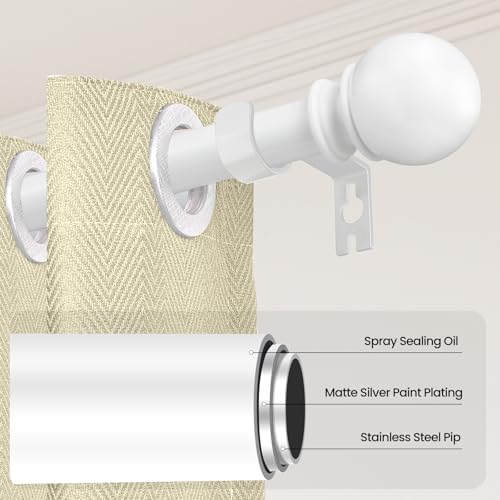 White Curtain Rods for Windows 28-48 Inch,5/8"Adjustable Small Curtain Rod - color: White, size: 28-48"(2 Pack)