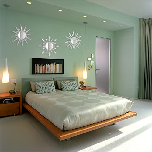 Silver Mirrors Wall Decor, Metal Sunburst Mirror Wall Art Decor Mirror - color: Silver- a
