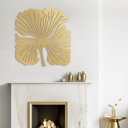 SIGNLEADER Metal Wall Art Decor Big Leaves Minimalist Modern Abstract Wall Sculpture Hangings Home Decoration for Living Room, Bedroom, Bathroom, Kitchen, Outdoor - 18" Gold - color: Lan20-2311-yuk20, size: 18"L x 18"W