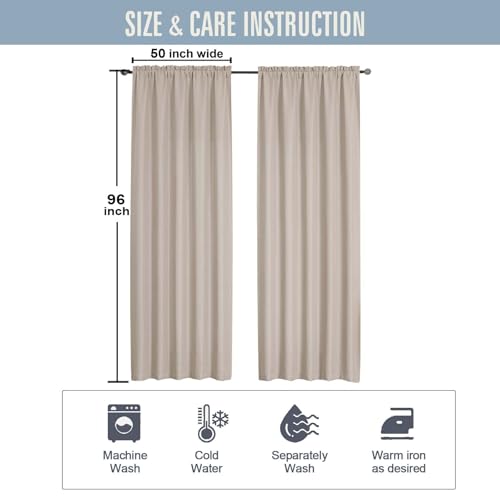 Linen Curtains for Bedroom Living Room 96 Inches Long 2 Panels Set, Light Filtering Faux Linen Textured Soft Airy Solid Rod Pocket Curtains Drapes, Linen, 2 Pcs Each 50Wx96L Inch - color: Linen, size: 50"W x 96"L (Pack of 2)
