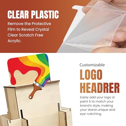 Rotating Greeting Card Display Stand, 3 Tier Wooden Organizer, 4-Sided Display Rack Spinning Multi-Pocket Display for Coasters, Stickers, Retail, Tradeshow - A4, A6, A7, 5"x7", 4 bar (Natural) - color: Natural