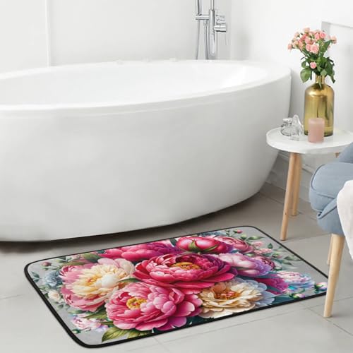 Flower Red Kitchen Rug Non-Slip Indoor Carpet Absorbent Welcome Mat - color: A:a-6