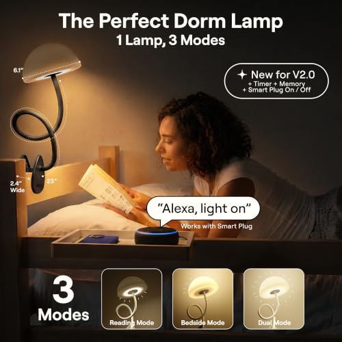 Smallish Shroommate Clip On Light for Dorm Room - 2.0 (Black) - color: Black Black